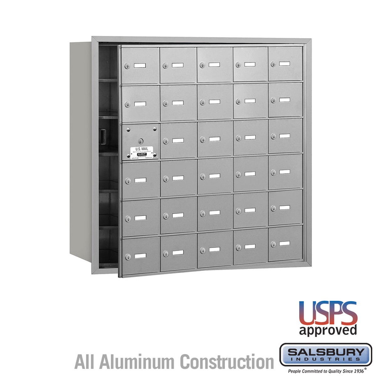 4B+ Horizontal Mailbox with 30 Doors – Aluminum – Front Loading – USPS Approved