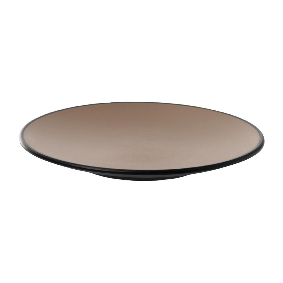 Coucou Dual Colour Round Plate 205mm – Beige & Black (12 Pack) (Colour: Beige & Black | Pack of 12 | 205mm / 8″ | Melamine material) PAS-DU511