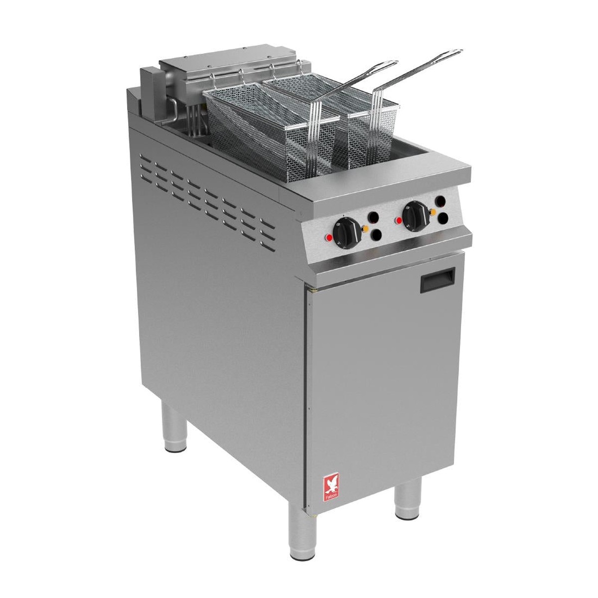 Falcon Dominator Plus E3845X Twin Pan Electric Angel Fryer on Feet