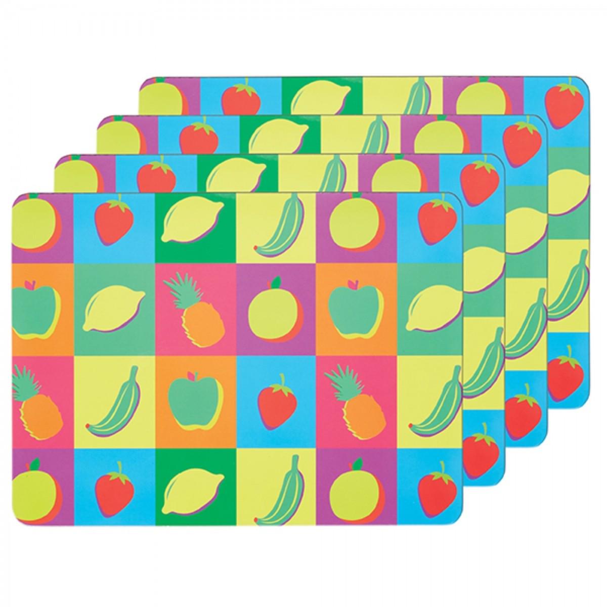 KitchenCraft ‘Fruit’ Cork Back Laminated Placemats, Set of 4