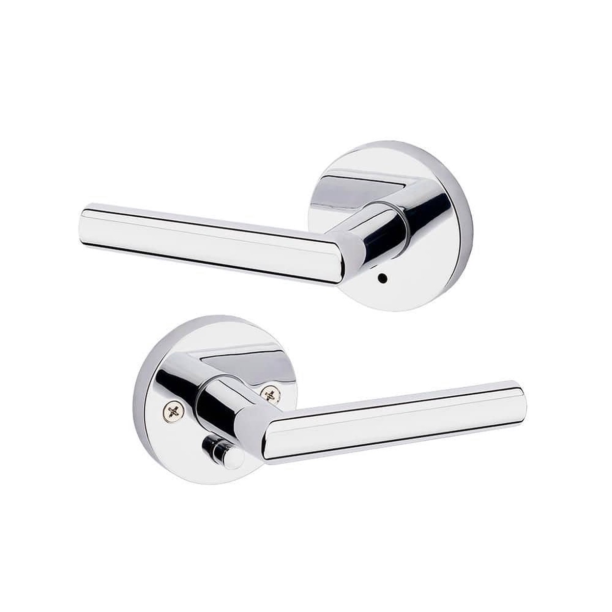 Kwikset Milan Polished Chrome Privacy Bed/Bath Door Lever, Round Rose