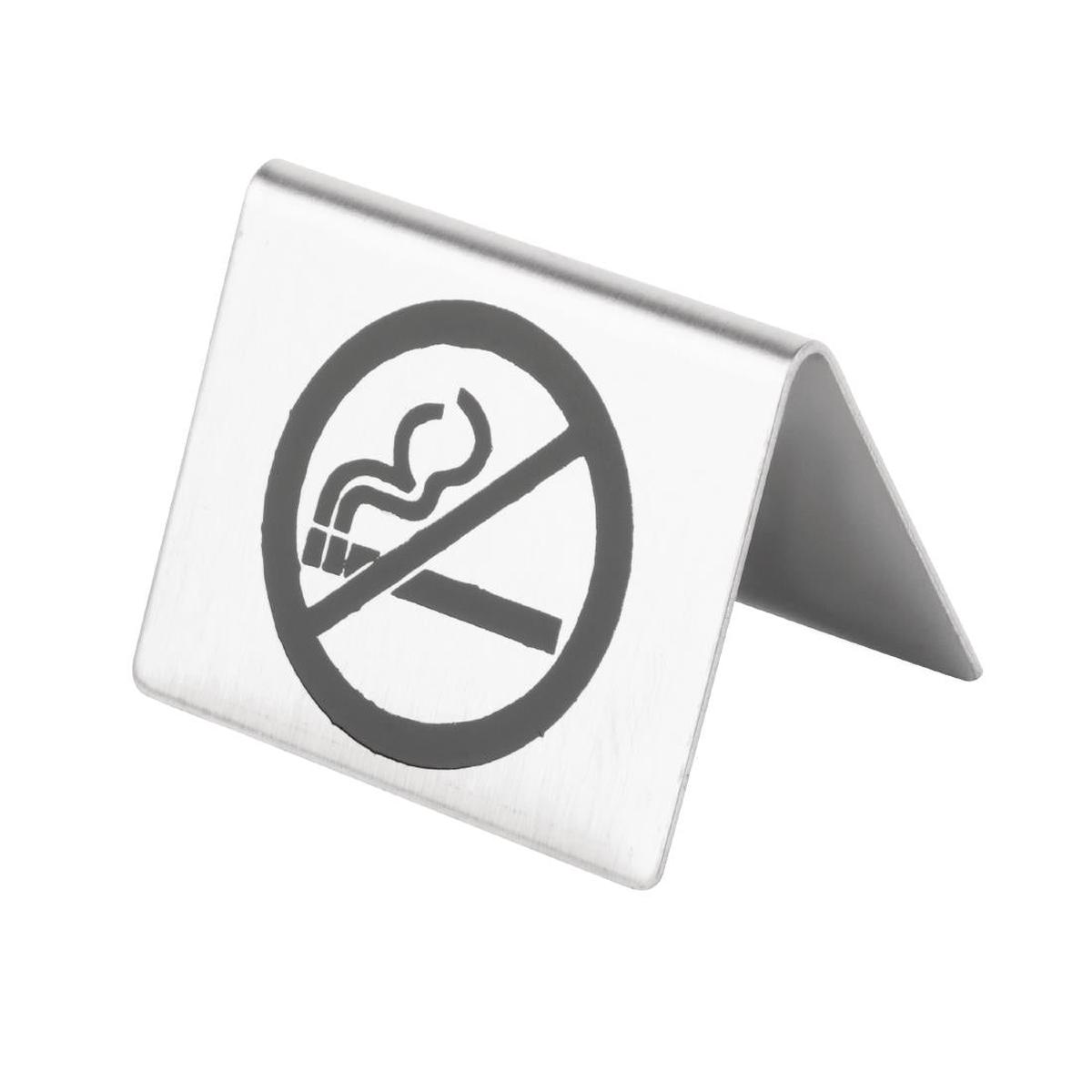 Olympia Brushed Steel No Smoking Table Sign – U044