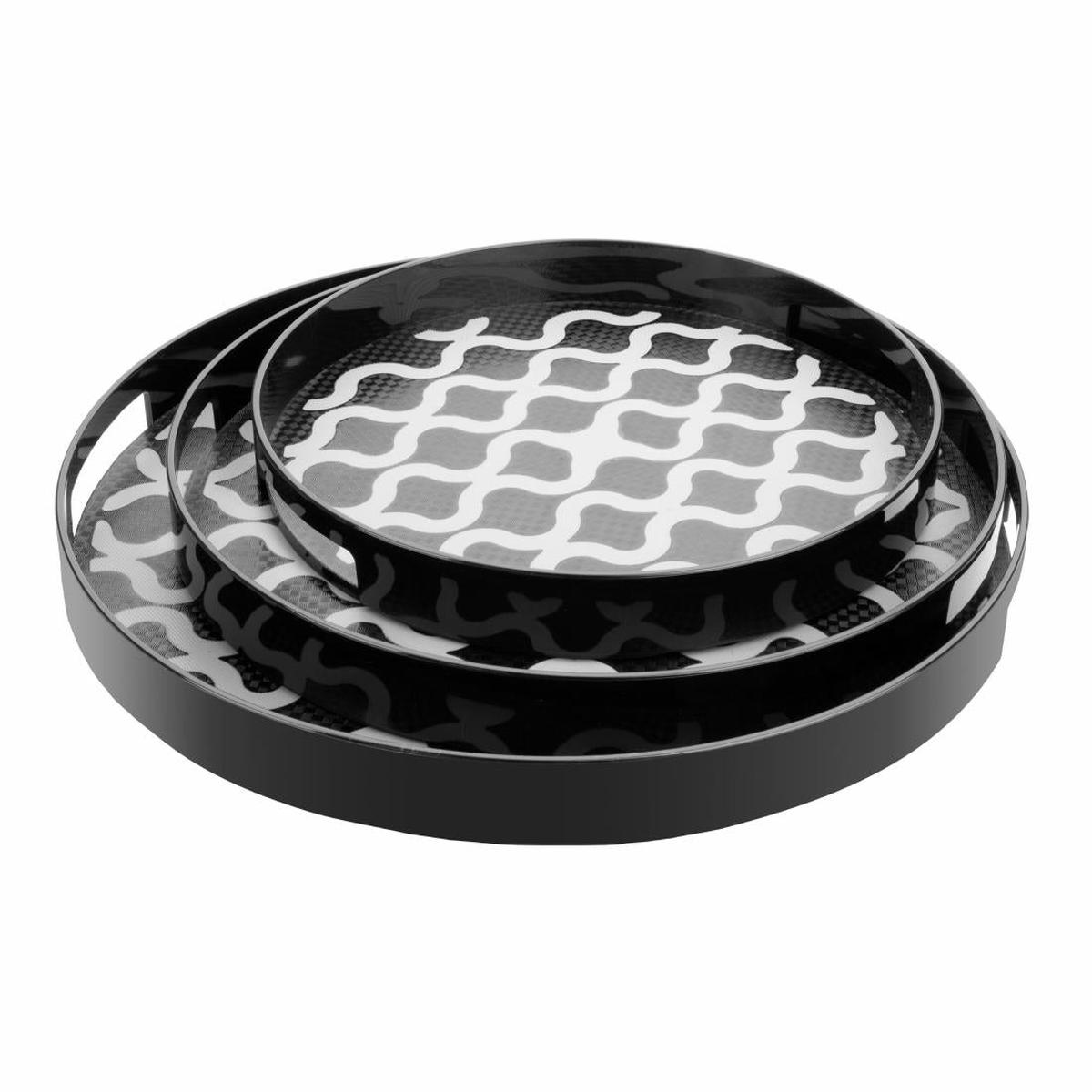 Olympia Kristallon PC Round Non Slip Tray With Handles 355mm (355()x42(H)mm) PAS-DP665