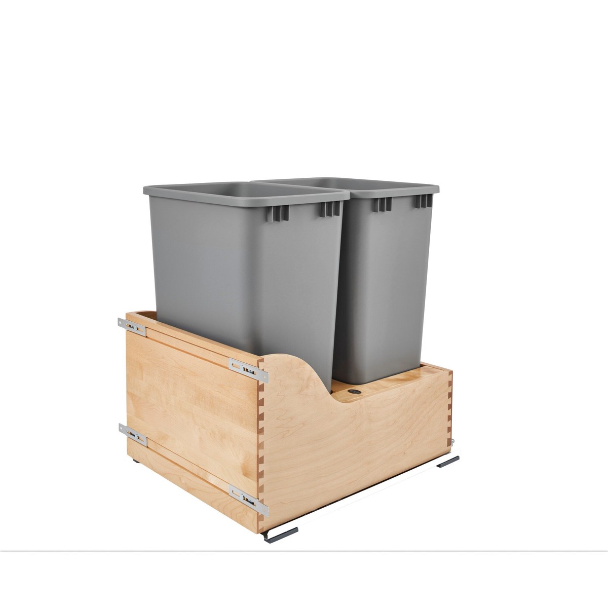 Rev-A-Shelf 50-Quart Soft-Close Dual Pull-Out Trash Can Maple Frame, BLUMOTION Slides