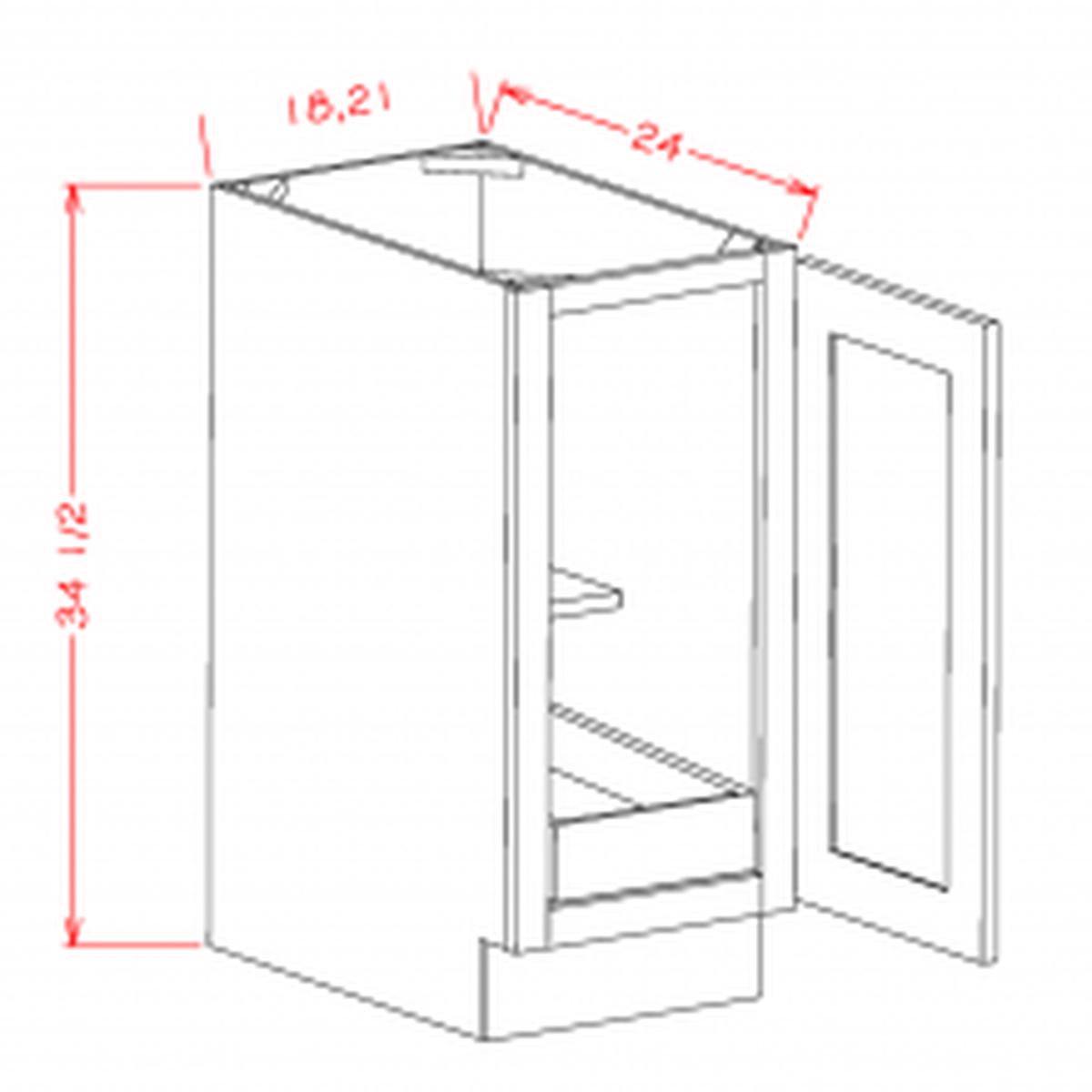 Shaker Antique White 21″ Full Height Door Base Cabinet w/ 1 Rollout Shelf Pre-Assembled