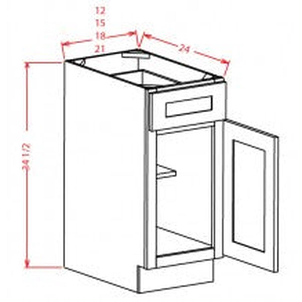 Shaker Grey 15″ Base Cabinet