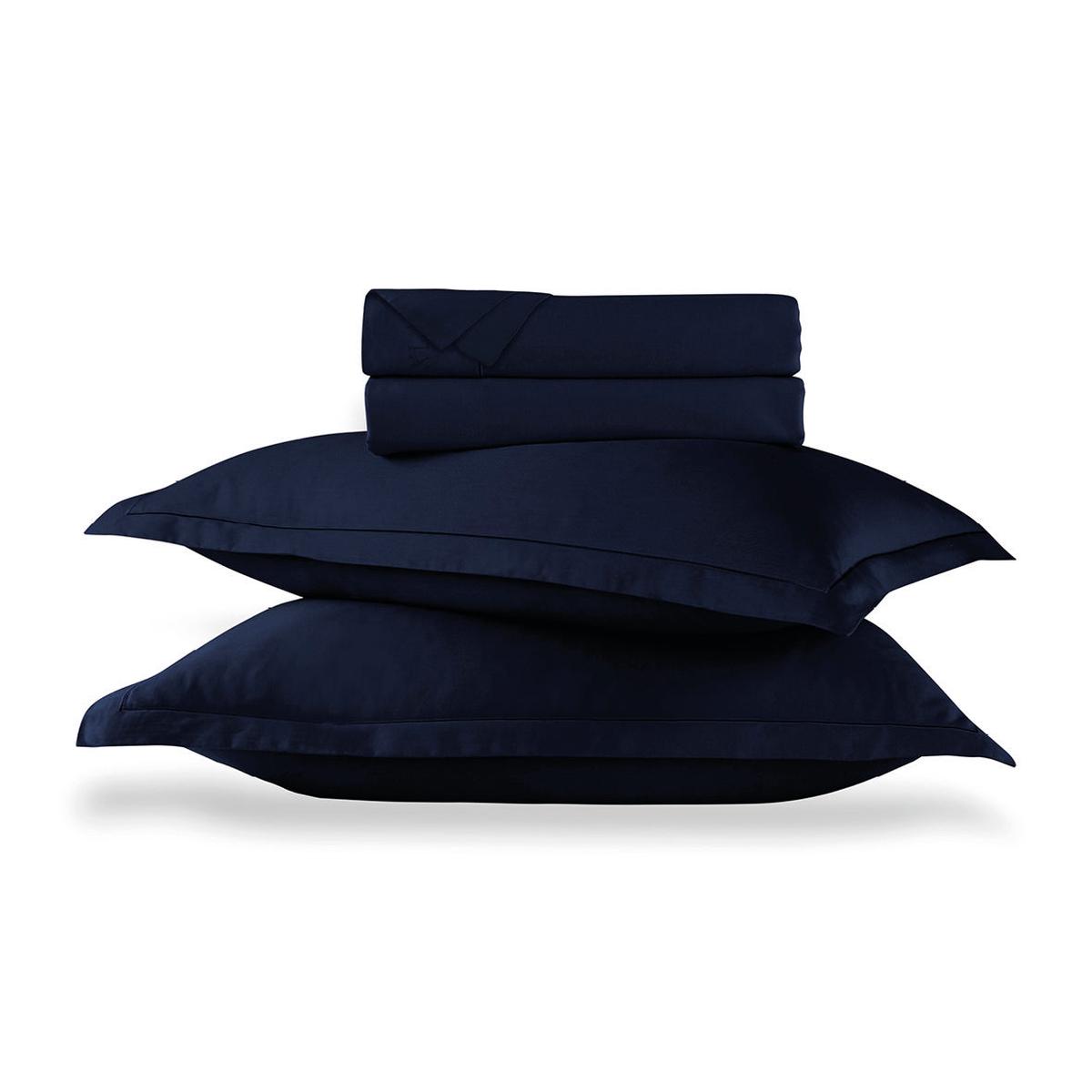 Sheet set cotton satin Uni 1 baratta – Blue 11 – 240 x 300 cm + 180 x 200 x 30 cm + 2 x (50 x 70 cm)