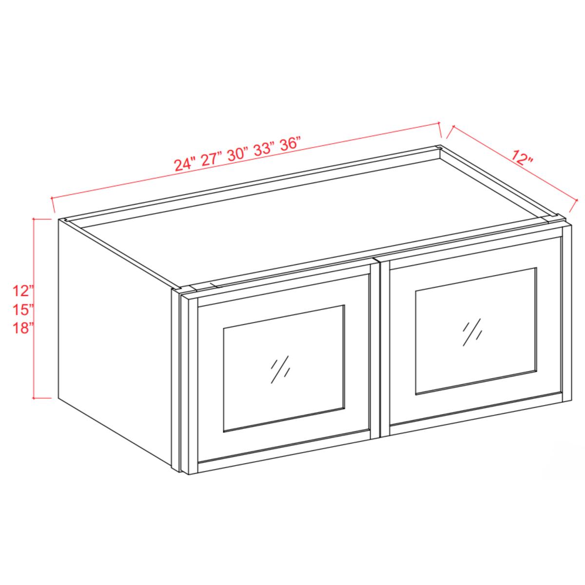 Slim Shaker Aberdeen Green Wall Glass Door Cabinet – 24″W x 12″H x 12″D – 2D