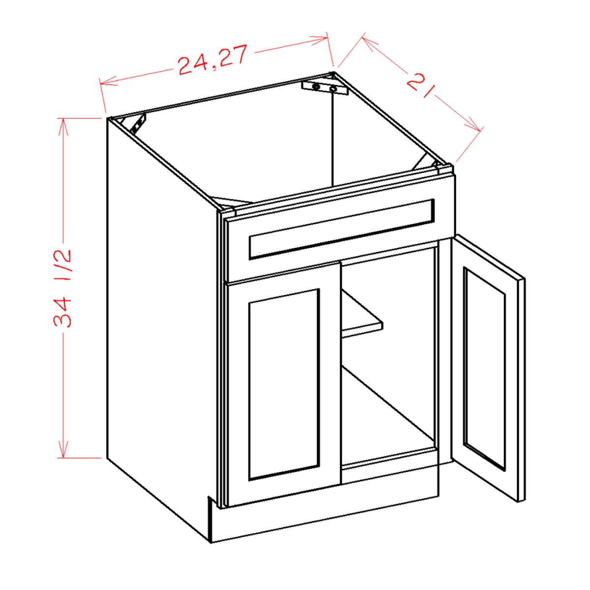 Slim Shaker White 24″ Vanity Sink Base Pre-Assembled