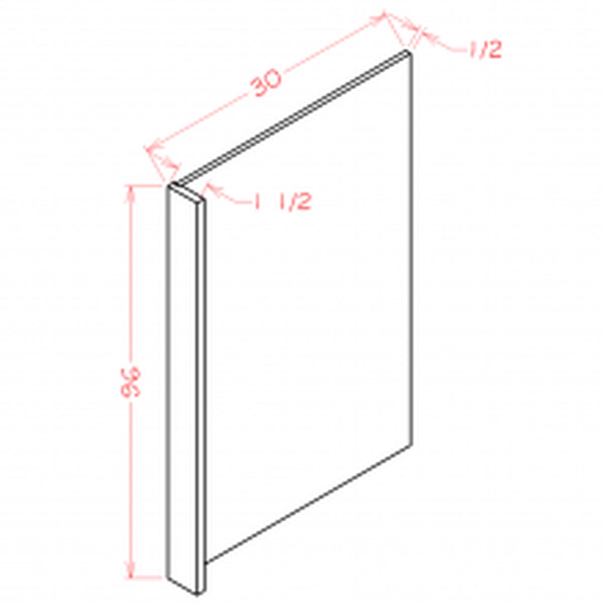 Torino Dark Wood 30″ H x 96″ H Refrigerator End Panel w/ 1.5″ Filler Strip
