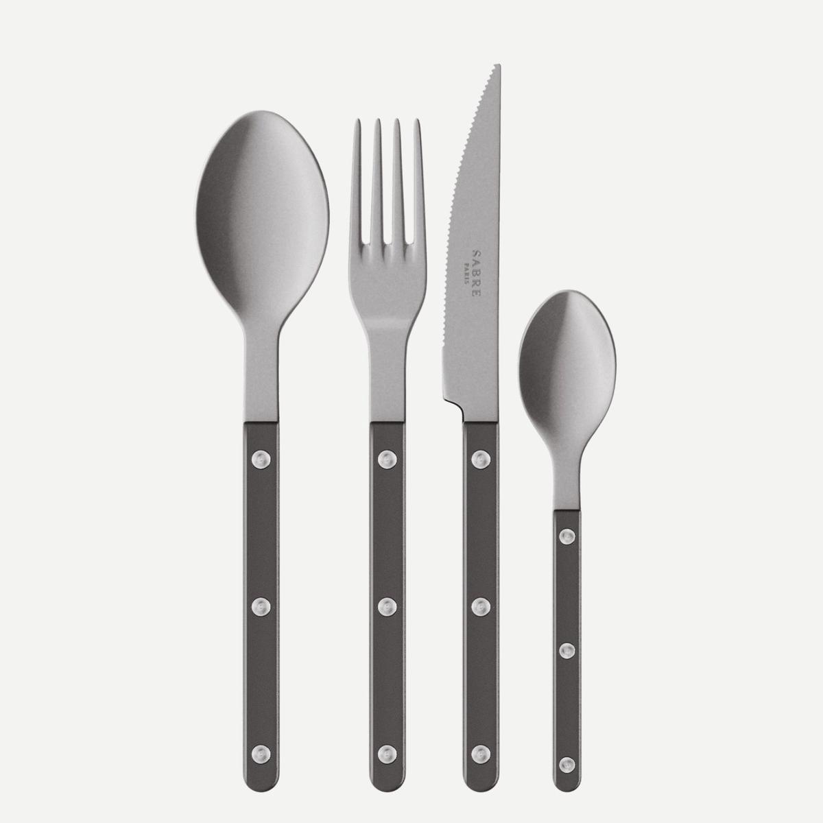 Bistrot Vintage Pearly, Dark grey – 4 pieces cutlery set