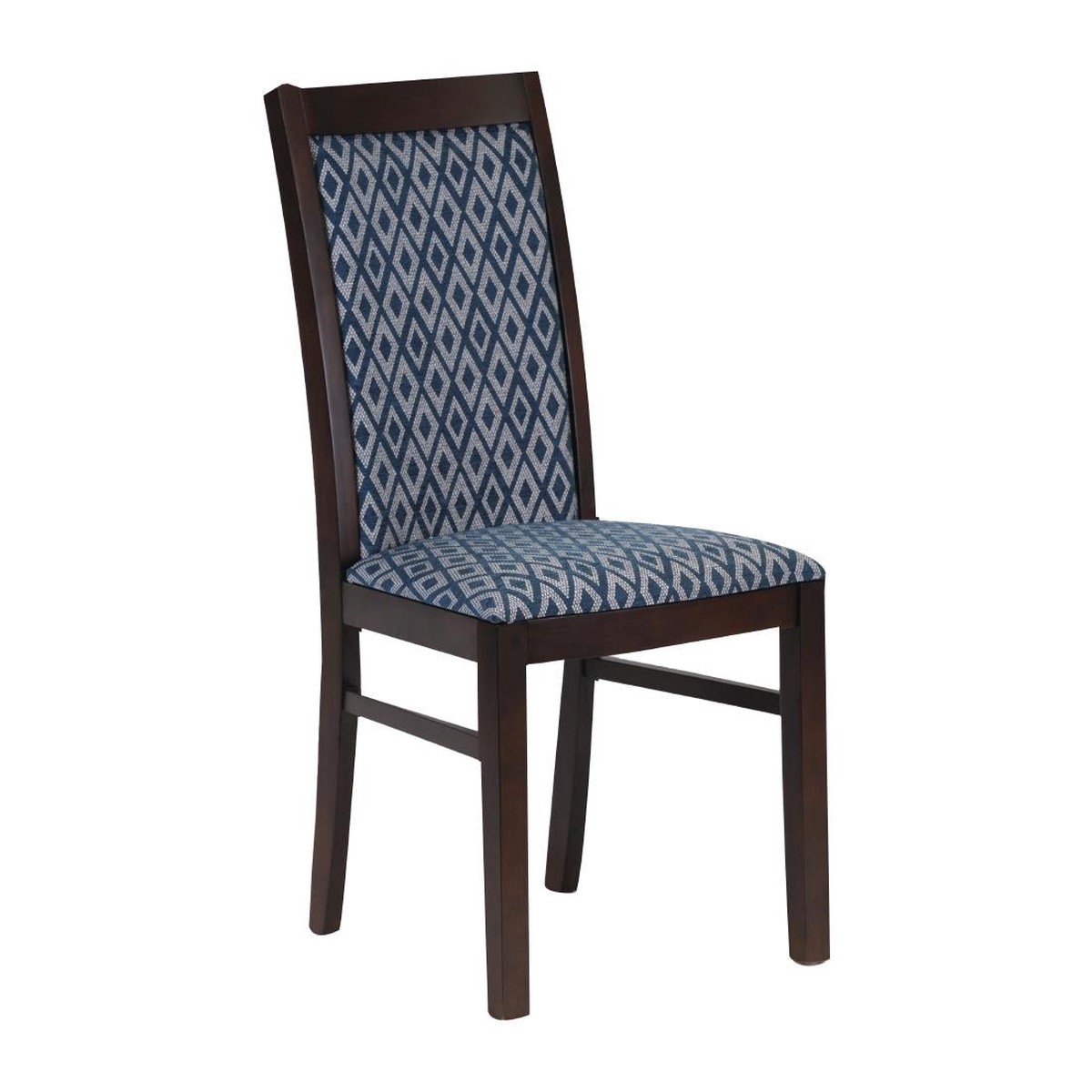 Brooklyn Padded Back Dark Walnut Dining Chair with Blue Diamond Padded Seat and Back (2 Pack)