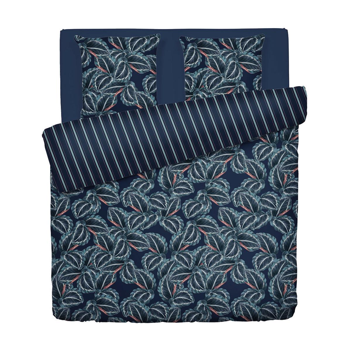 Duvet cover + pillowcase cotton satin – Calathea Dark blue – 240 x 220 cm + 2 x (80 x 80 cm)