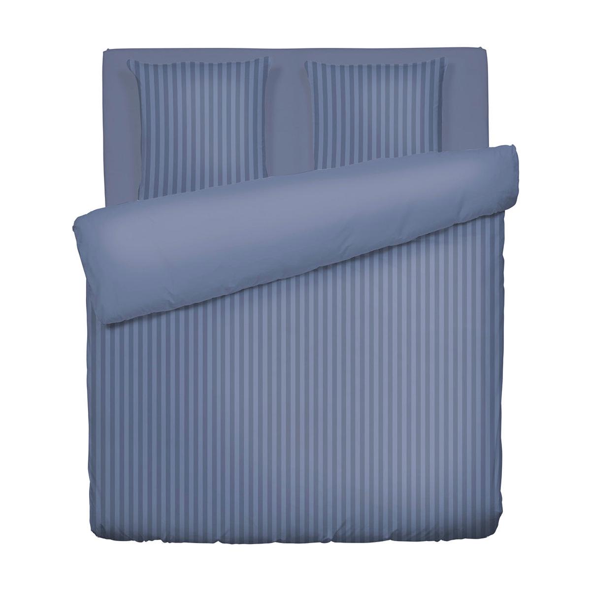Duvet cover + pillowcase(s) cotton satin dobby stripe woven – Blue – 260 x 240 cm + 2 x (63 x 63 cm)