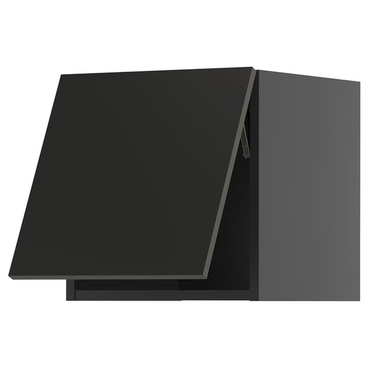 METOD wall cabinet horizontal, black-grey/Nickebo matt anthracite, 40×40 cm