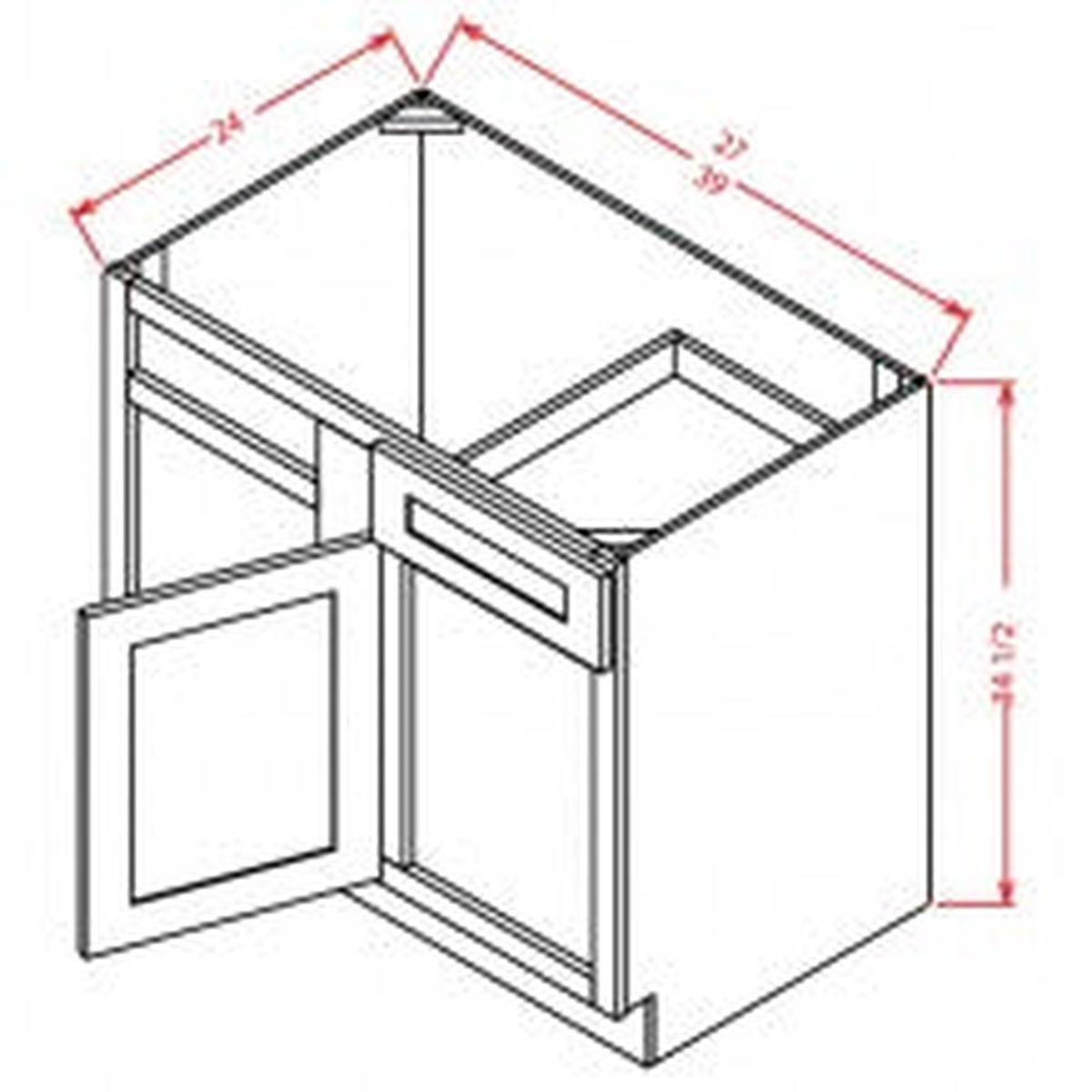 Shaker White 42 1/2″ – 49″ Blind Base Corner Cabinet Pre-Assembled