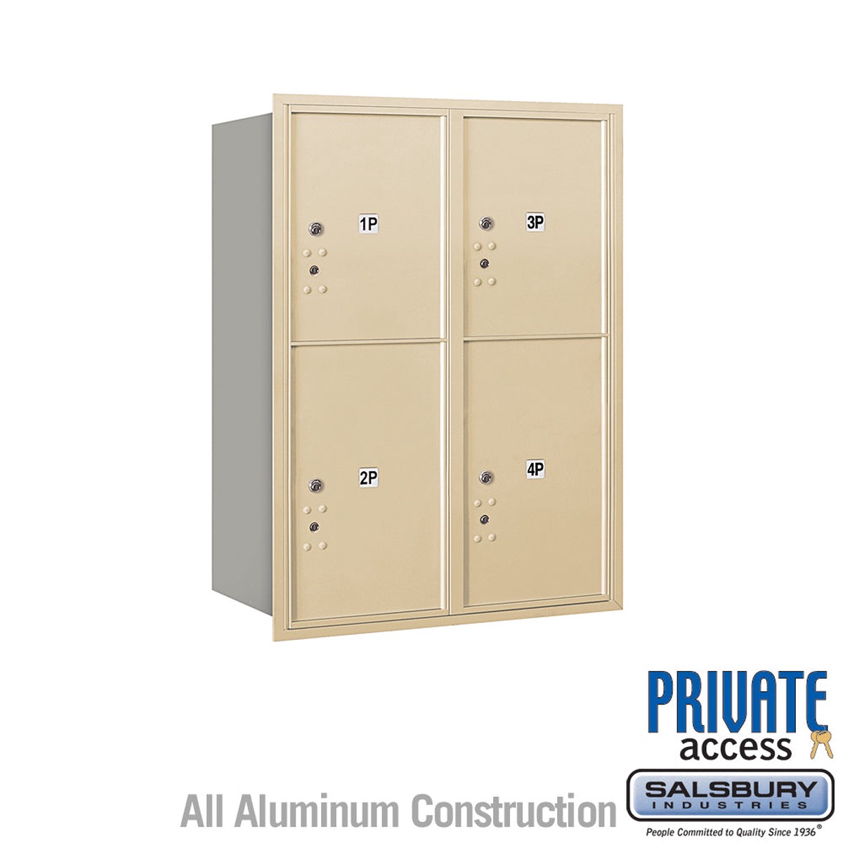 11 Door High Recessed Mounted Parcel Locker with 4 Parcel Lockers – Sandstone – Rear Loading
