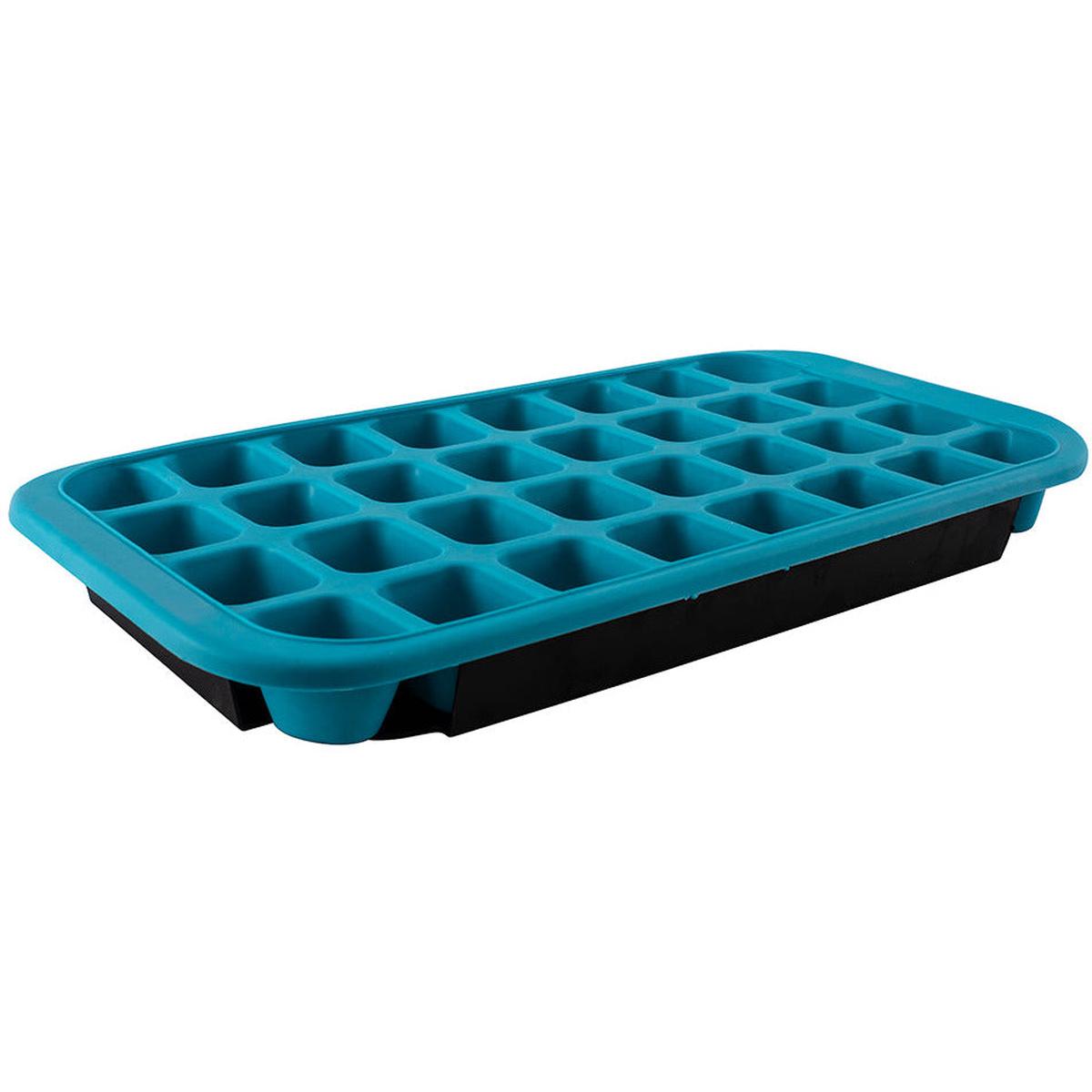 32 Cup Flexible Ice Cube Tray with Base Tray – Blue