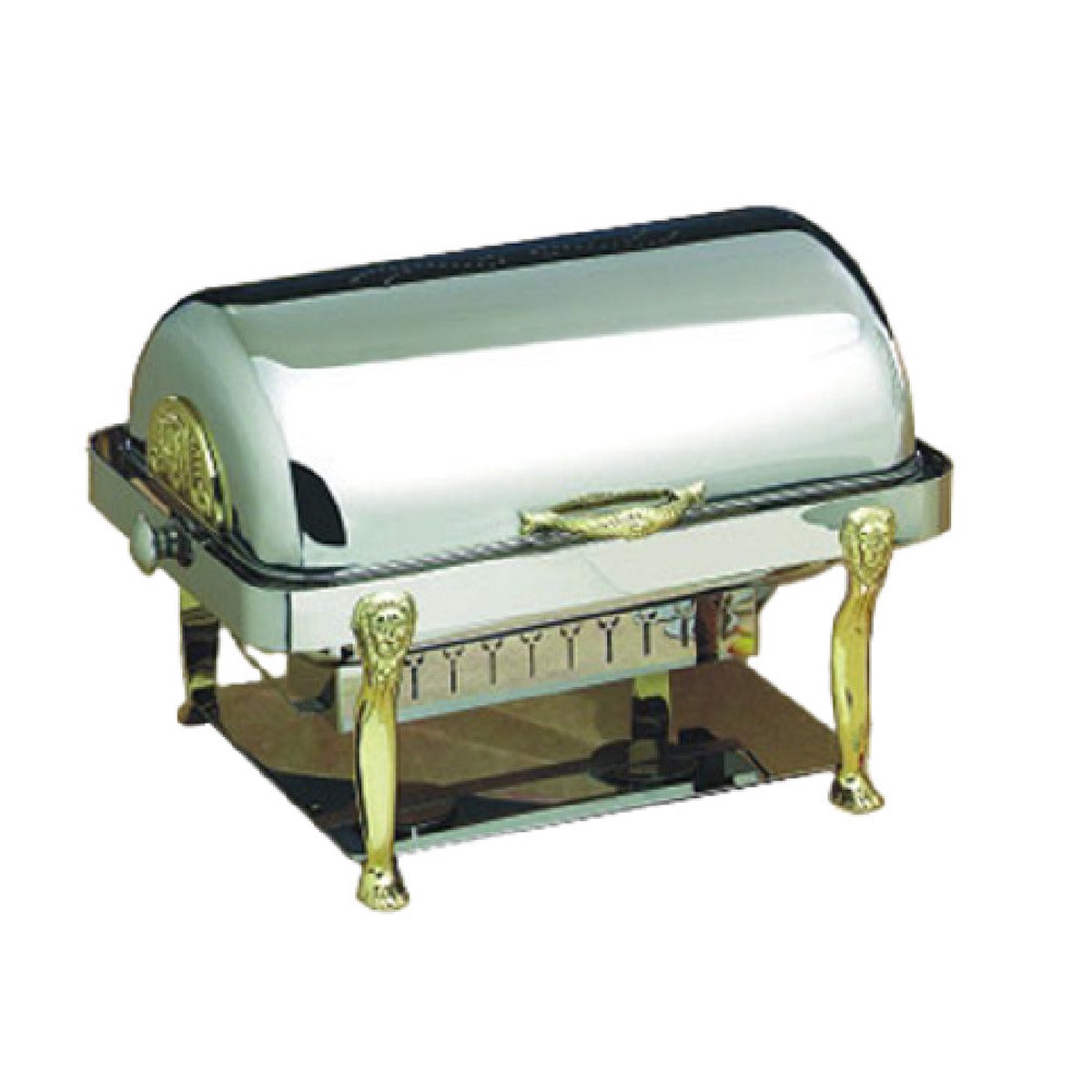 Bon Chef 18040 2 Gallon Chafer Rectangular Stainless Steel with Lion Legs and Medallions