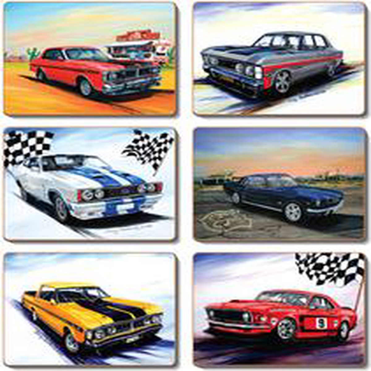 Cinnamon ‘Muscle Cars’ Coasters Set of 6