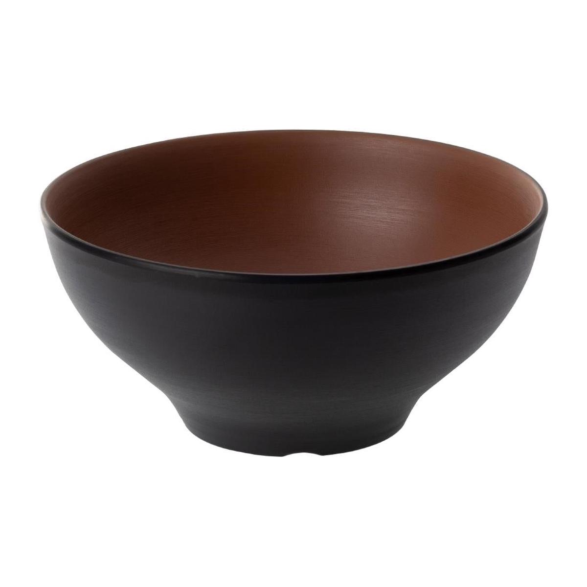 Coucou Dual Colour Round Bowl 210mm – Brown & Black (12 Pack) (Colour: Brown & Black | Pack of 12 | 210mm / 8.2″ | Melamine material) PAS-DU566