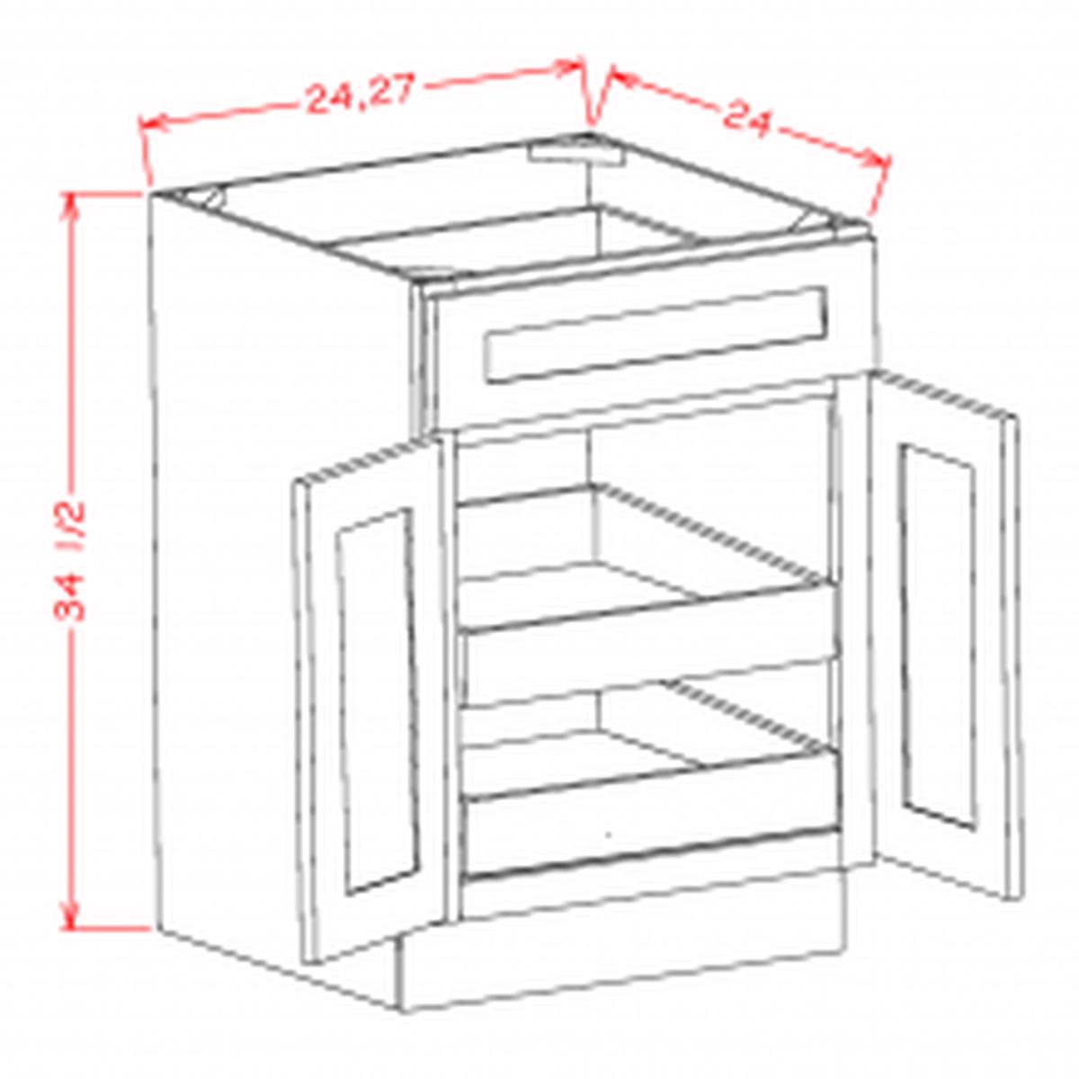 English Birch 30″ Base Cabinet w/ 2 Rollout Shelves Pre-Assembled