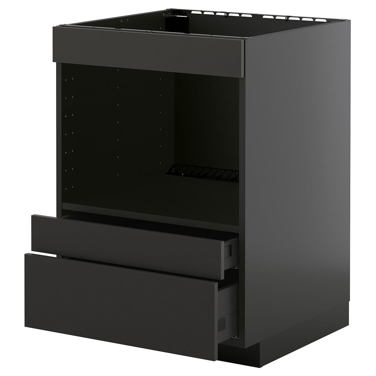 METOD / KNIVSHULT base cabinet f built-in appliances, black-grey/Nickebo matt anthracite, 60×60 cm