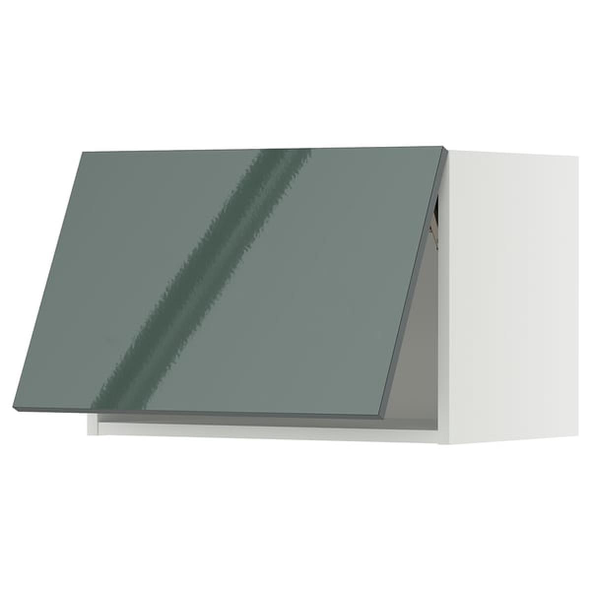 METOD wall cabinet horizontal, white/Kallarp high-gloss dark grey-green, 60×40 cm