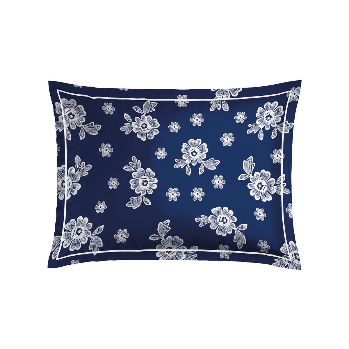Pillowcase cotton satin – Blossom / Passementerie Dark blue – 2 x (50 x 70 cm)