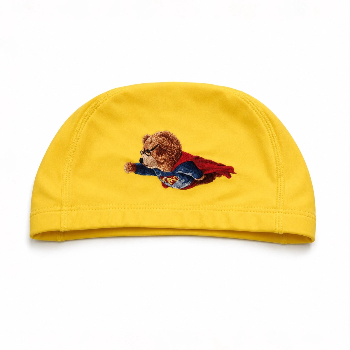 PRO-445 Kids PU Swimming Cap Cartoon Print Swim Cap Yellow