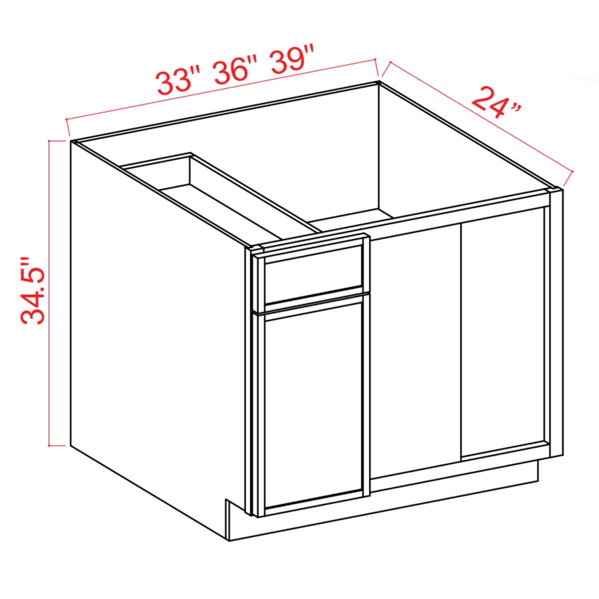 Slim Shaker Aberdeen Green Blind Base Corner Cabinet – 33″W x 34-1/2″H x 24″D -1D, 1Drw, 1S