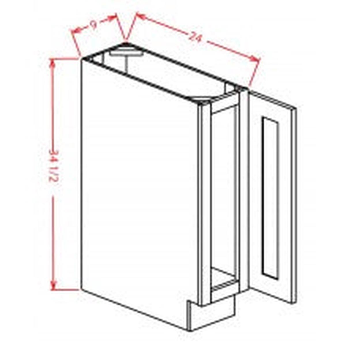 Slim Shaker White 9″ Full Height Door Base Cabinet