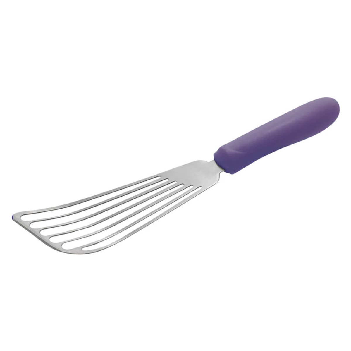 Winco TWP-60P 6.75″ x 3.25″ Allergen-Free Stainless Steel Slotted Fish Spatula with Purple Polypropylene Handle