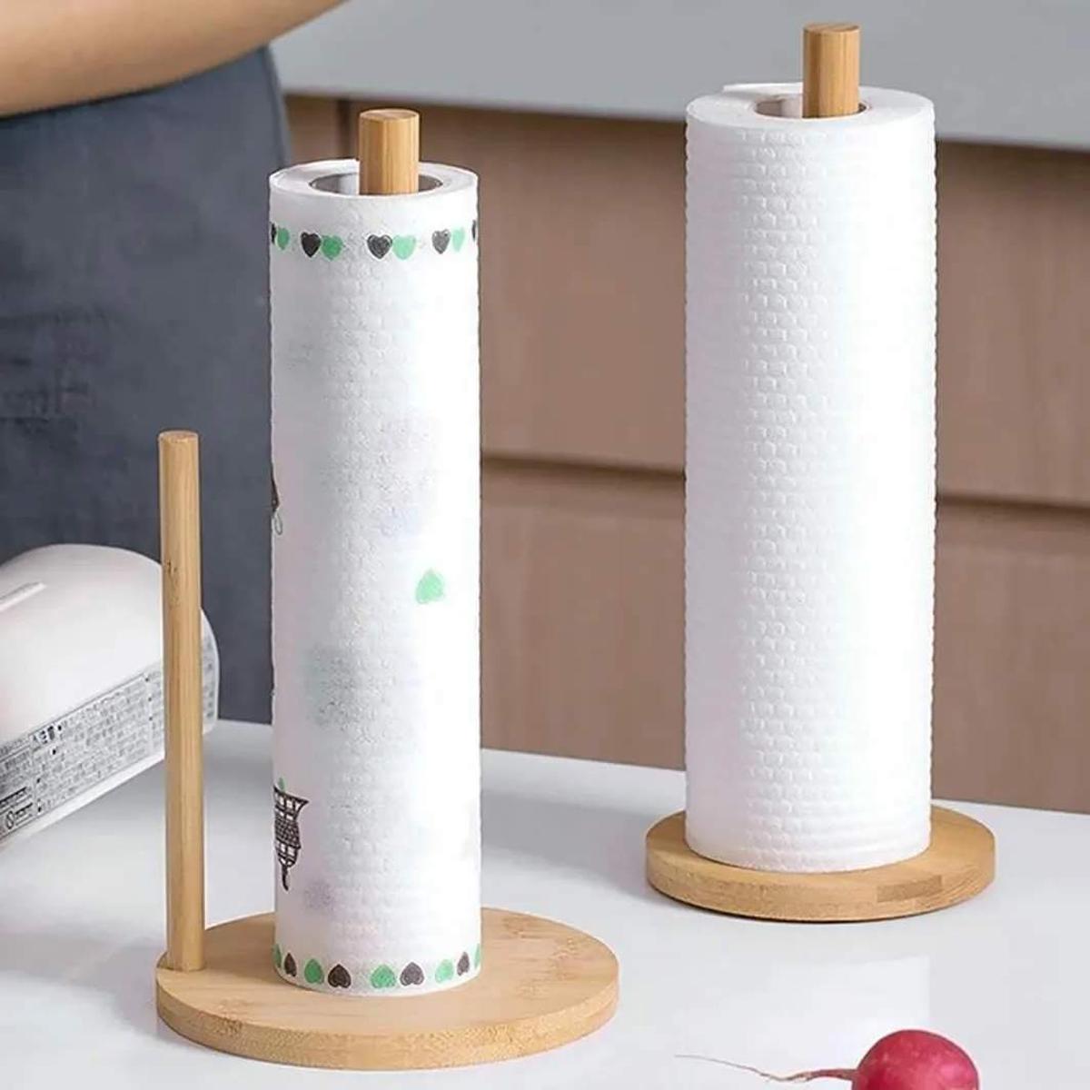 Wooden kitchen towel holder