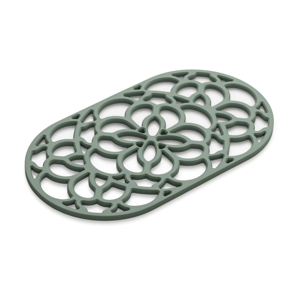 Zeal Heritage 32cm Silicone Oval Trivet Mat – Dark Sage