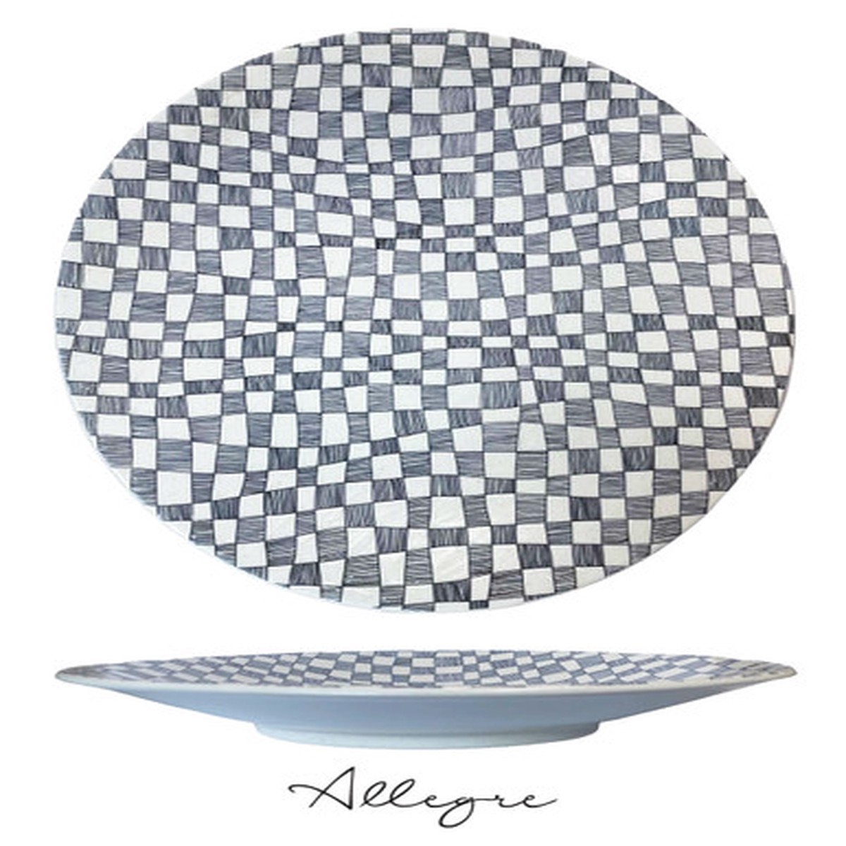 13.5 in. Show Plate/ Serving Plate for 8 to 10 Persons – Checkers Ivory
