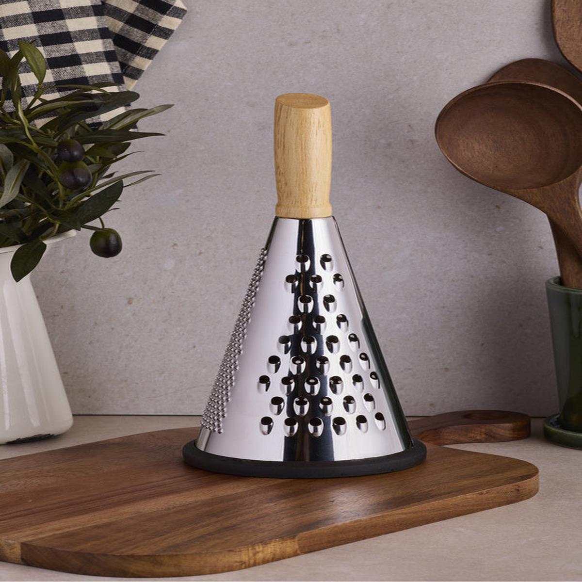 23 cm Conical Grater with Bamboo Handle & Non-Slip Base for Easy Grating