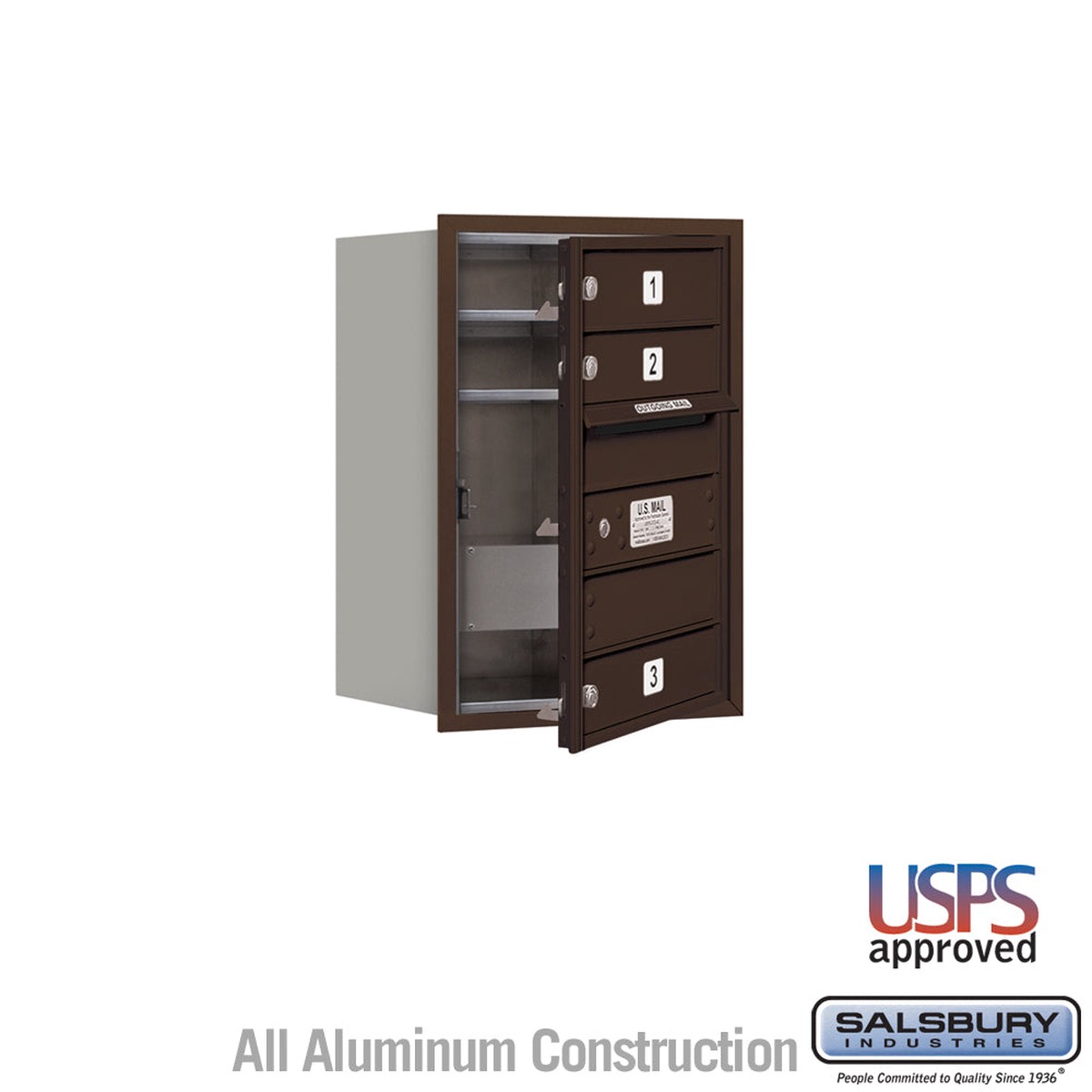 6 Door High Recessed Mounted 4C Horizontal Mailbox with USPS Access – Bronze