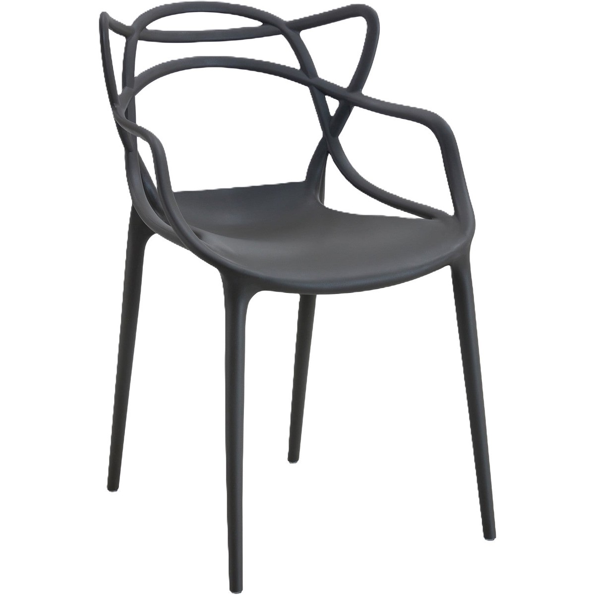 Bistro Dining Chair with Sculpted Back & Armrests Polypropylene Indoors & Outdoors 530x530x810mm Black | P164BLACK