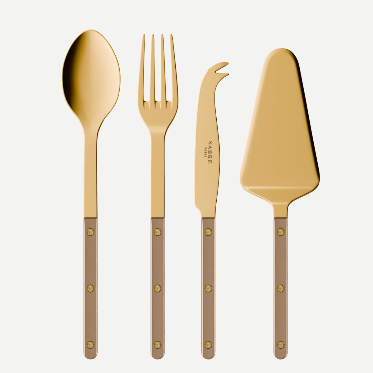 Bistrot Gold color Pearly, Caramel – Set of 4 Bistrot must-have serving pieces