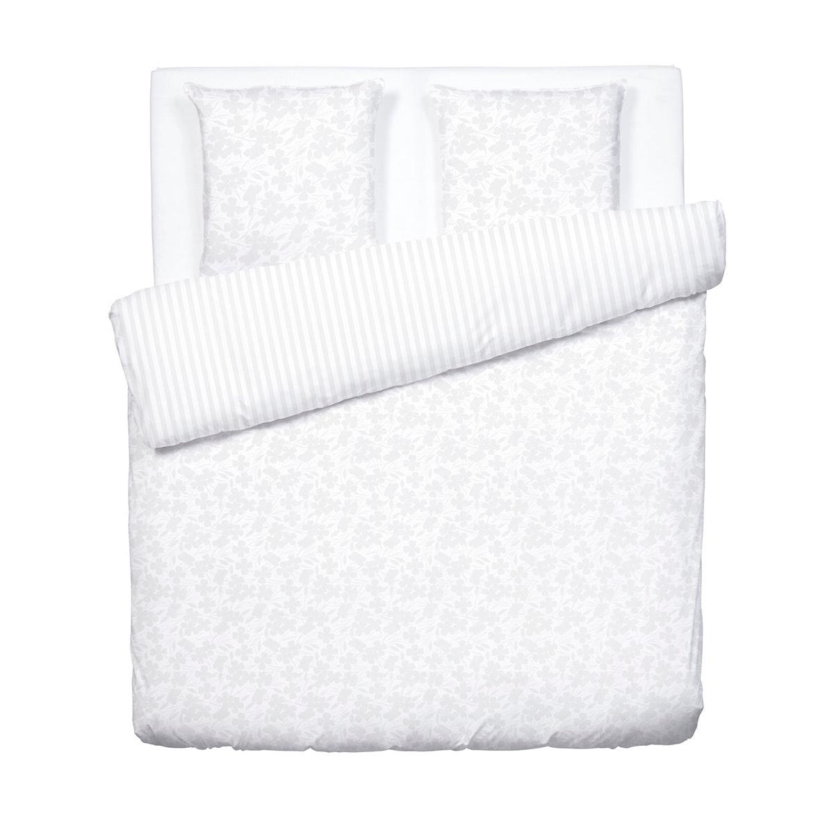 Duvet cover + pillowcase(s) cotton satin – Jacquard woven – Petites Fleurs white – 260 x 240 cm + 2 x (63 x 63 cm)