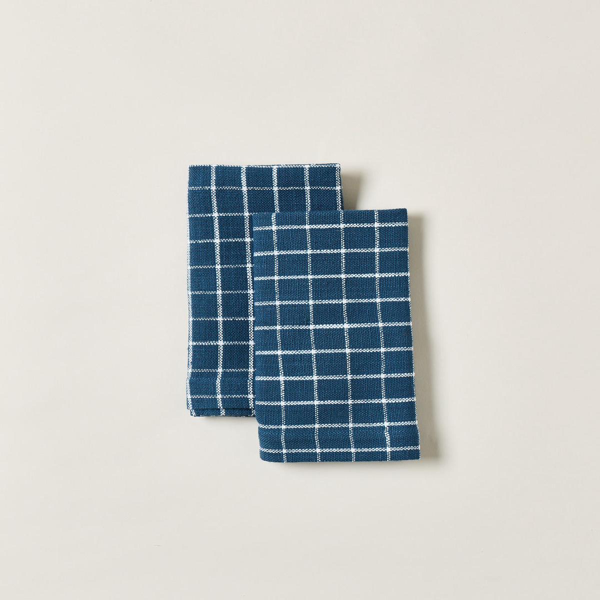 Farmhouse Pottery | Pantry Cotton Check Napkins, White + Navy