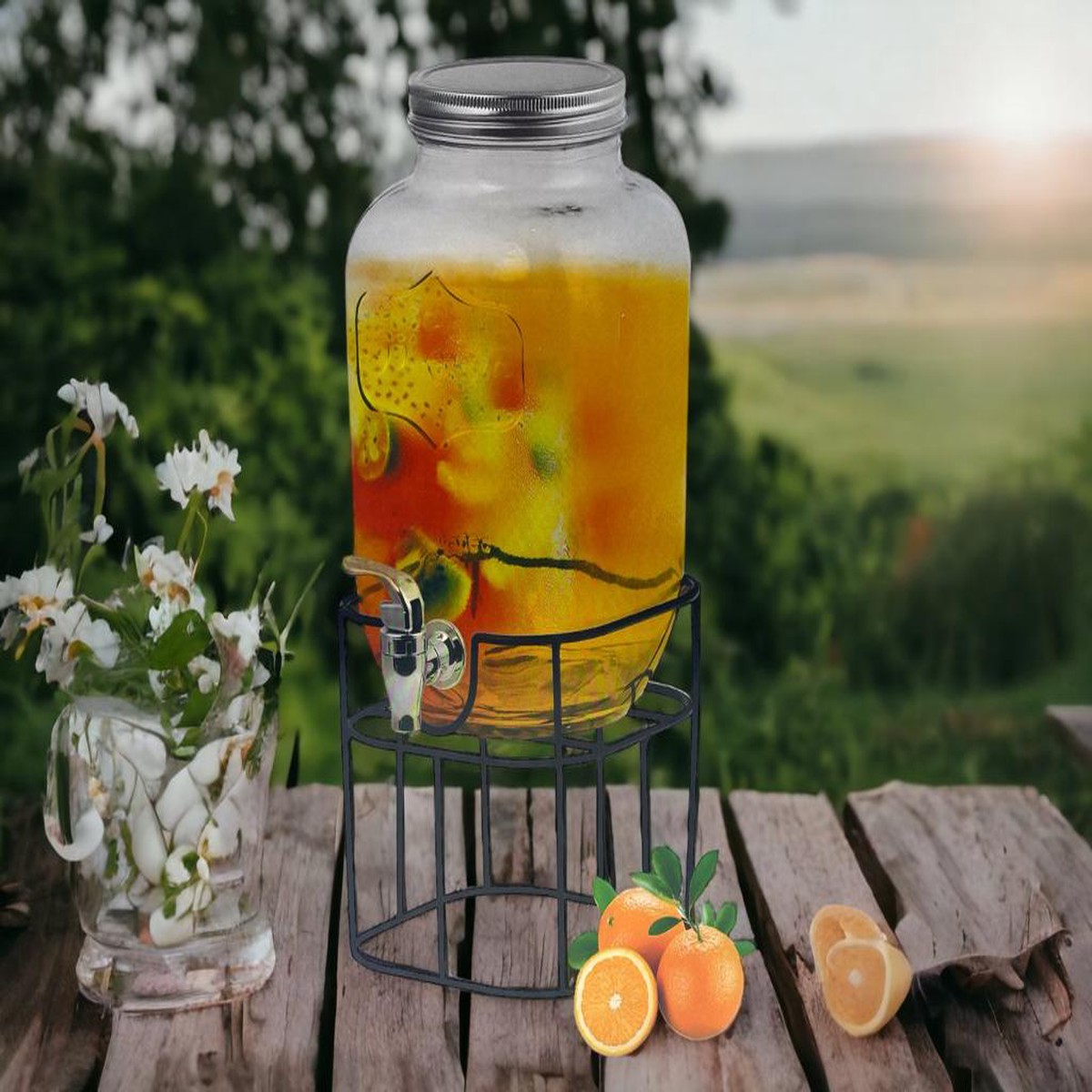 Fume Color Glass Beverage Dispenser; 4 lt