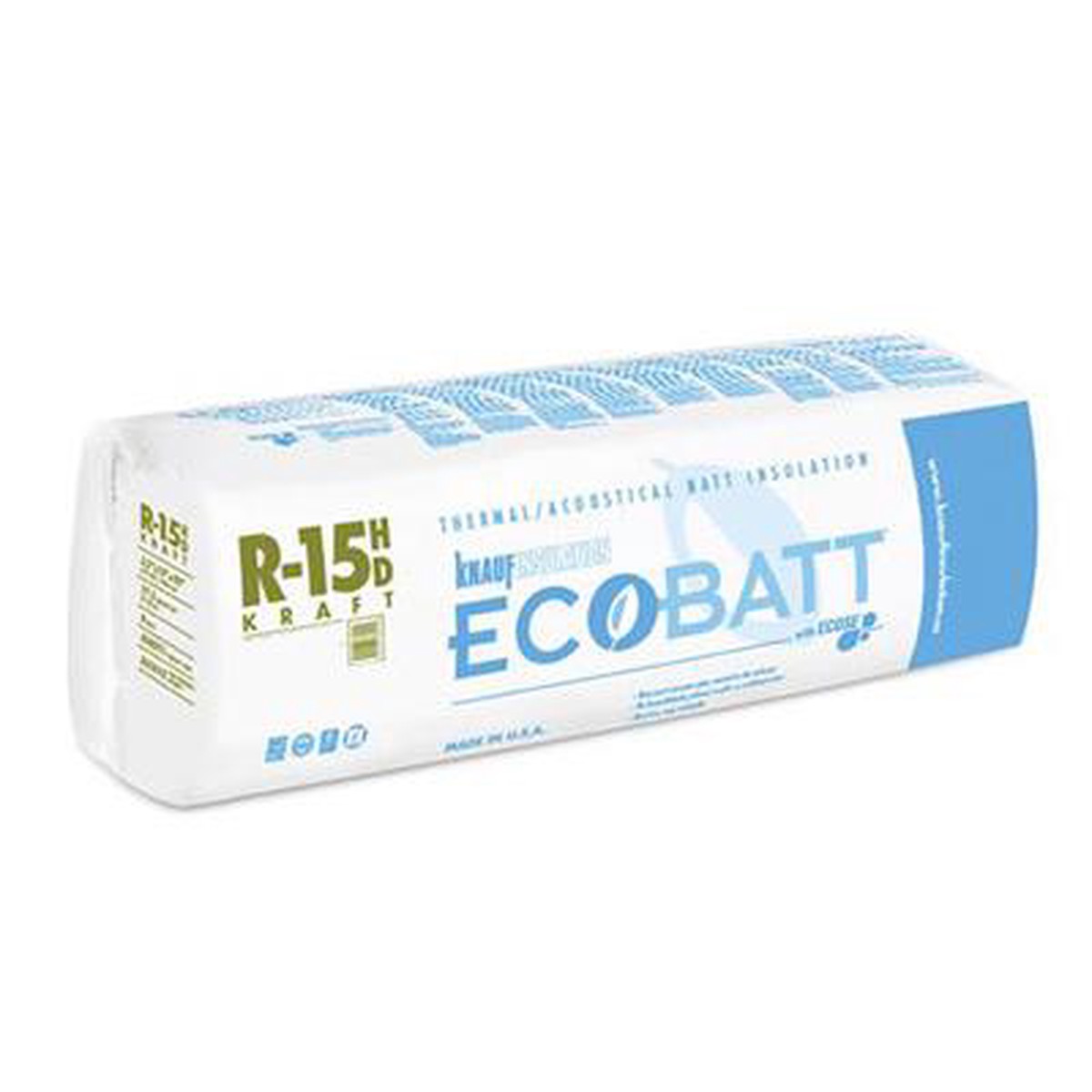 Knauf Insulation EcoBatt R-15 Kraft-Faced Fiberglass Insulation Batt, 3-1/2 in x 23 in x 93 in, 89.13 sq ft