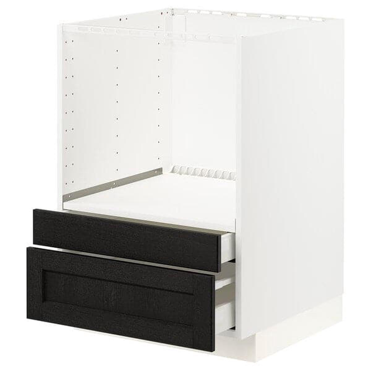 METOD base cabinet f combi micro/drawers, white/Lerhyttan black stained, 60×60 cm