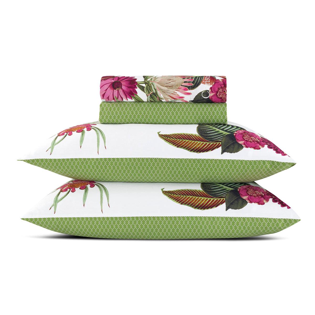 Sheet set cotton satin – Garden Green – 240 x 300 cm + 2 x (90 x 200 x 30 cm) + 2 x (50 x 70 cm)