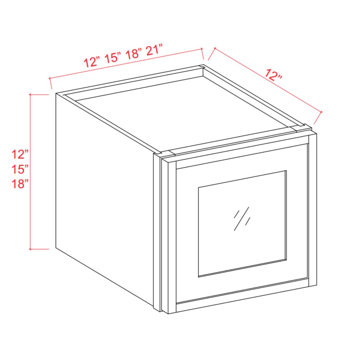 Slim Shaker White Dove Wall Glass Door Cabinet – 18″W x 18″H x 12″D – 1D Pre-Assembled