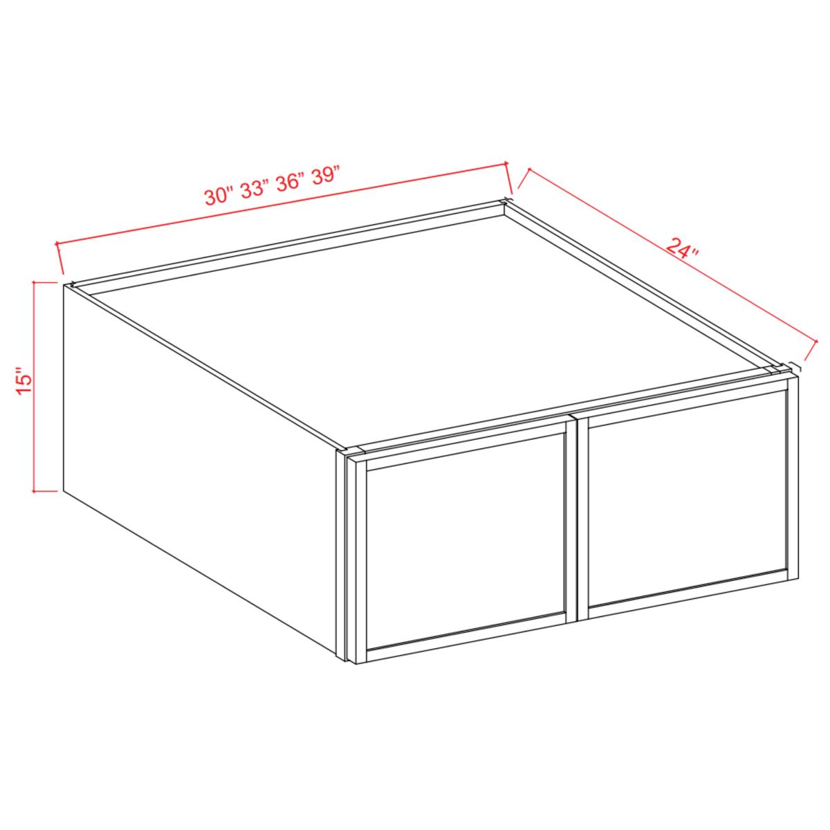Slim Shaker White Dove Wall Refrigerator Cabinet – 33″W x 15″H x 24″D -2D