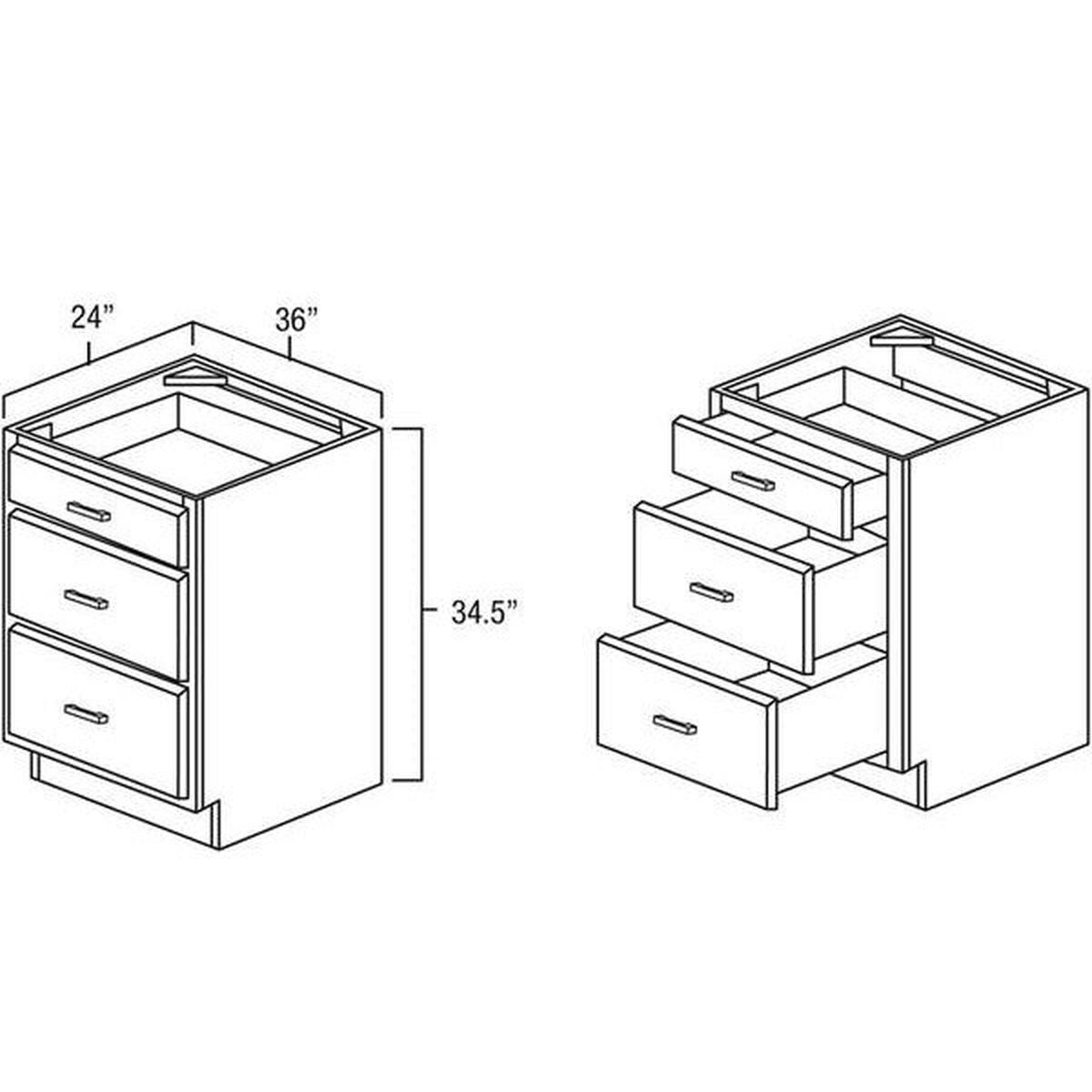Snow White Shaker 36″ Three Drawer Base