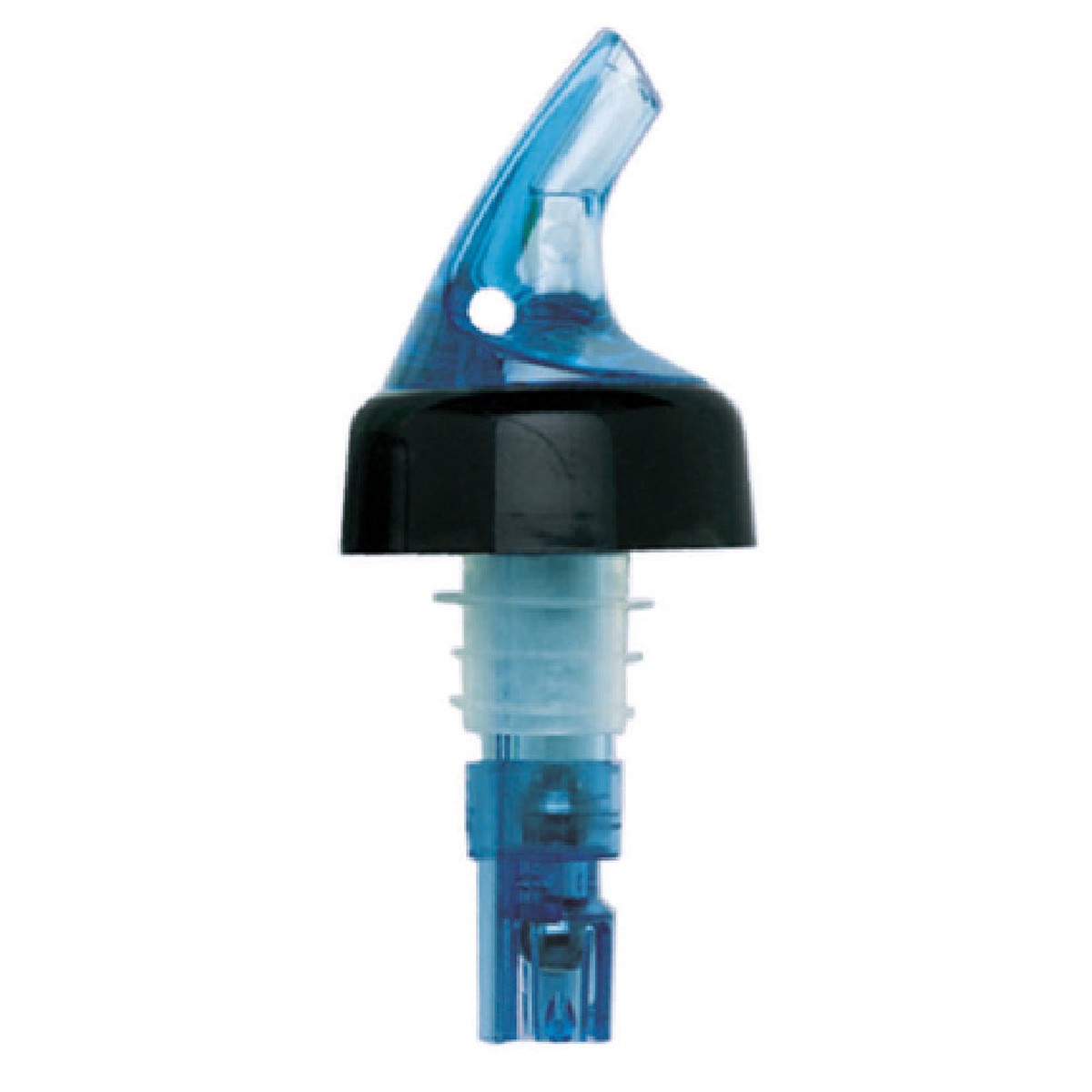 Spill-Stop 385-26 1-1/4 Oz. Posi-Por Liquor Pourer Neon Blue with Black Collar